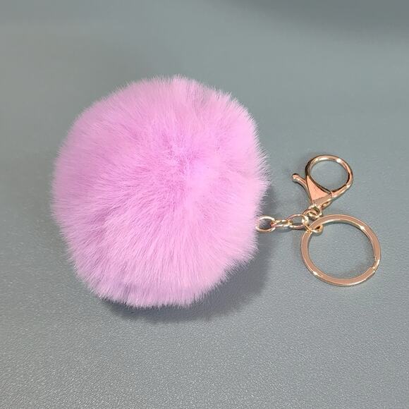 Fluffy Faux Fur Pom Pom Handbag Charm Keychain - Picture 5 of 7